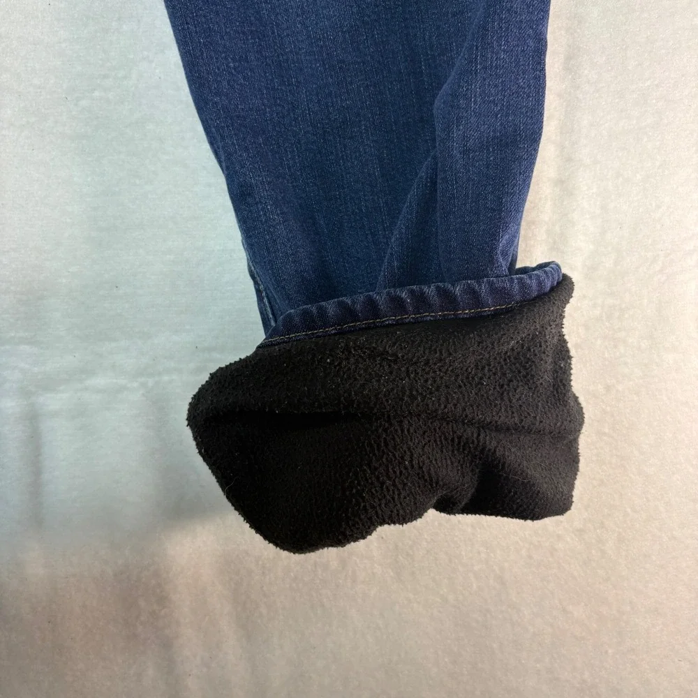 Eddie‎ Bauer Women Straight Fit Fleece Lined Jeans Dark Wash Size 35